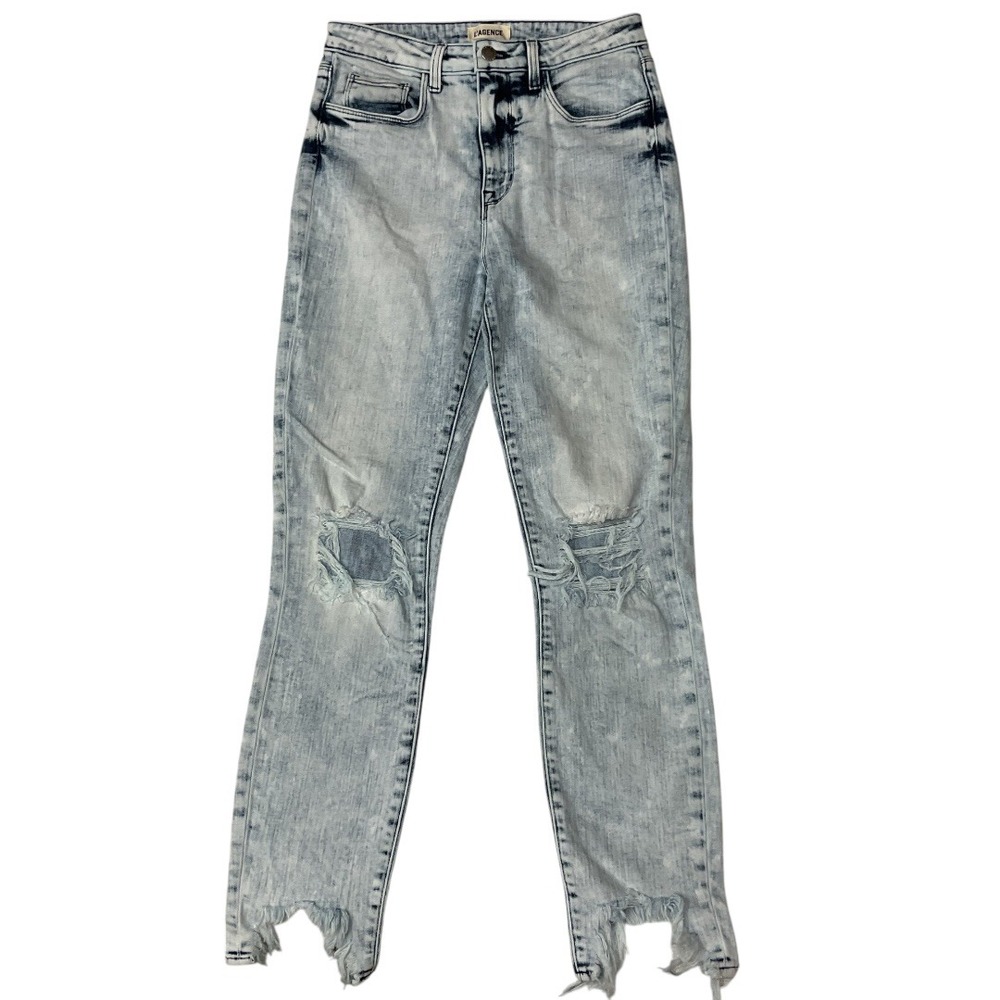 L'agence‎ Women's Distressed Skinny Jean Size 27 Acid Wash Denim High Rise